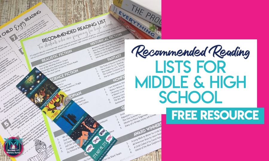 Recommended reading lists for middle and high school students 