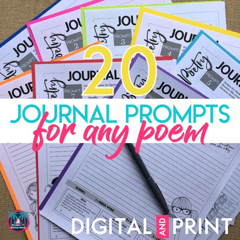 20 journal prompts for responding to any poem #HighSchoolELA #MiddleSchoolELA