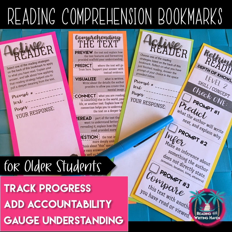 Scaffold instruction for struggling readers with these reading comprehension bookmarks for high school. Reading and Writing Haven. #readingcomprehension #highschoolenglish