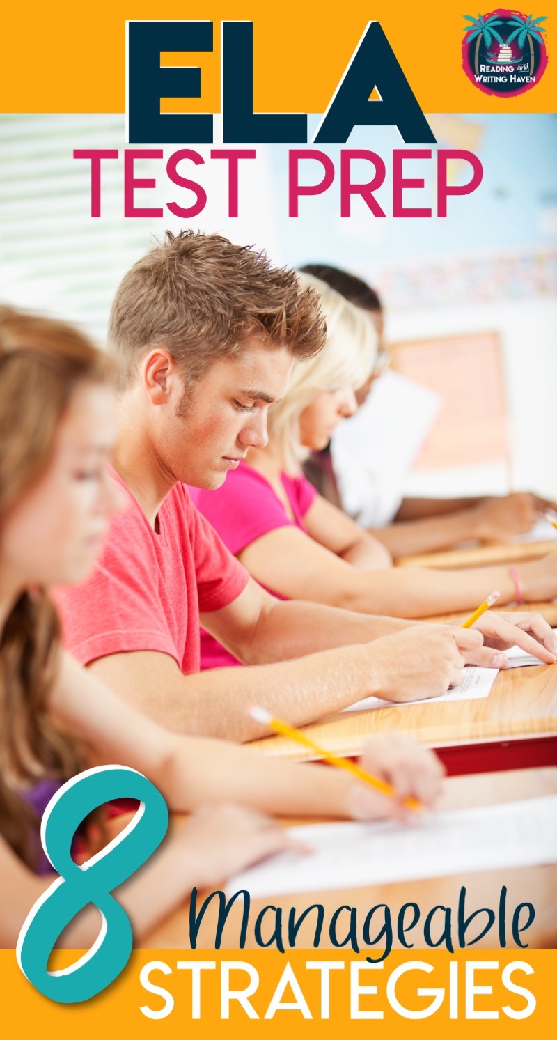 Read about 8 manageable ELA test prep strategies. #highschoolela #testprep