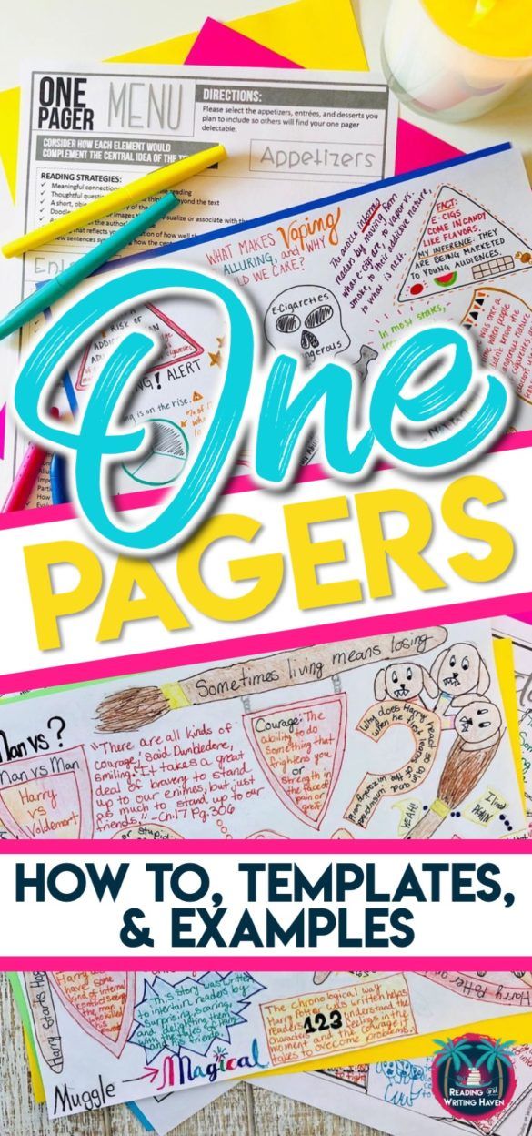How to Use One Pagers with Literature and Informational Texts Reading