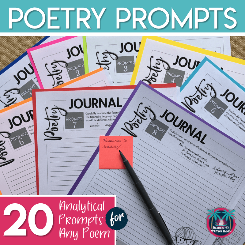 Use these poetry journal writing prompts to help students respond analytically to any poem. #highschoolela #poetryresponse