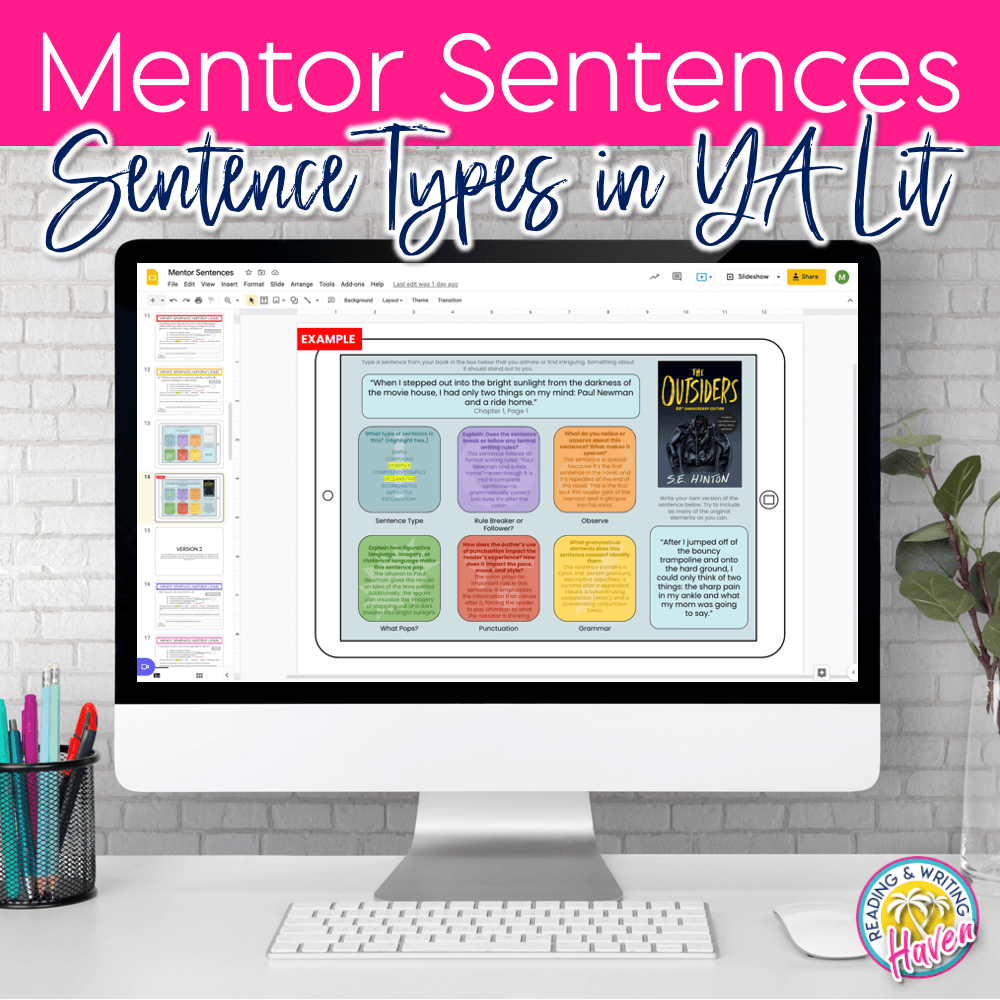 Mentor sentences for sentence types and narrative leads #highschoolenglish #middleschoolela