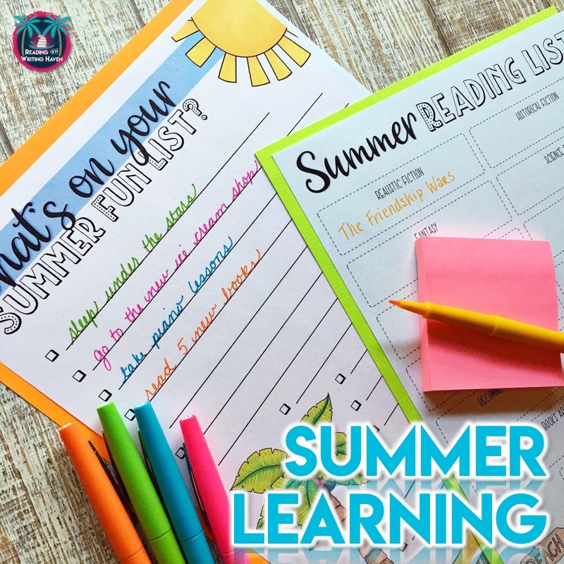 Summer learning activities for reading and writing #HighSchoolELA #MiddleSchoolELA