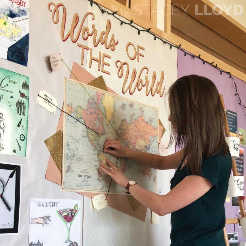 Looking for secondary classroom ideas? Don't forget to include a map so students can track their literary travels. #ClassroomDecor #HighSchoolELA