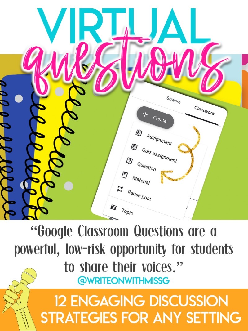 Virtual questions are a simple way to create a digital discussion thread #DistanceLearning #OnlineTeaching #DiscussionStrategies #HighSchoolELA